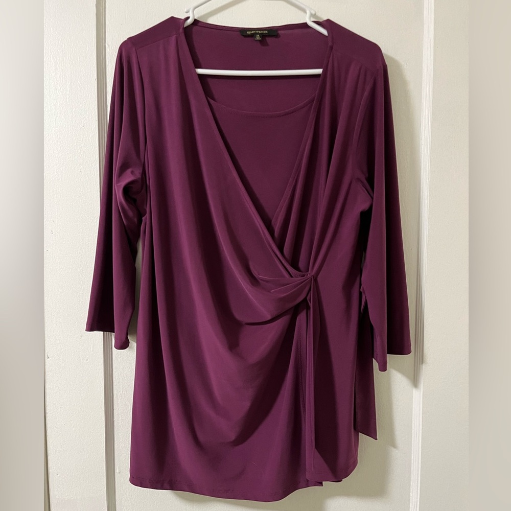 COPY - Ellen Weaver 1X Burgundy blouse.